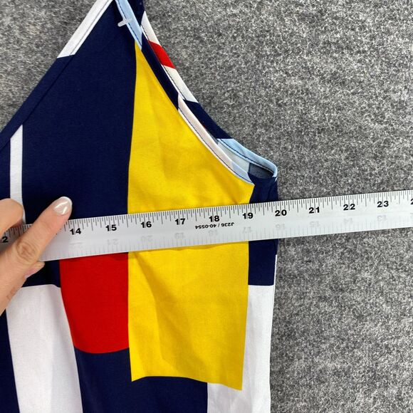 SheIn Dress Women L large Blue Geometric Shift Short V-Neck Sleeveless Casual - Picture 3 of 7